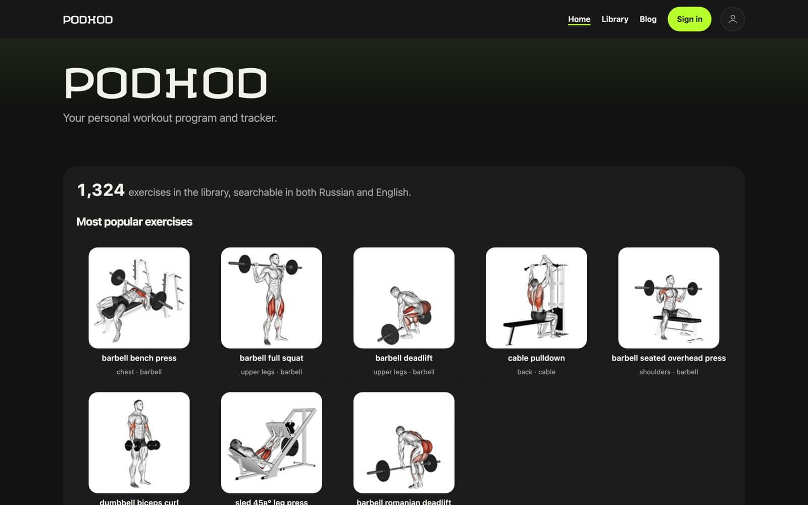 Podhod — Dark theme.