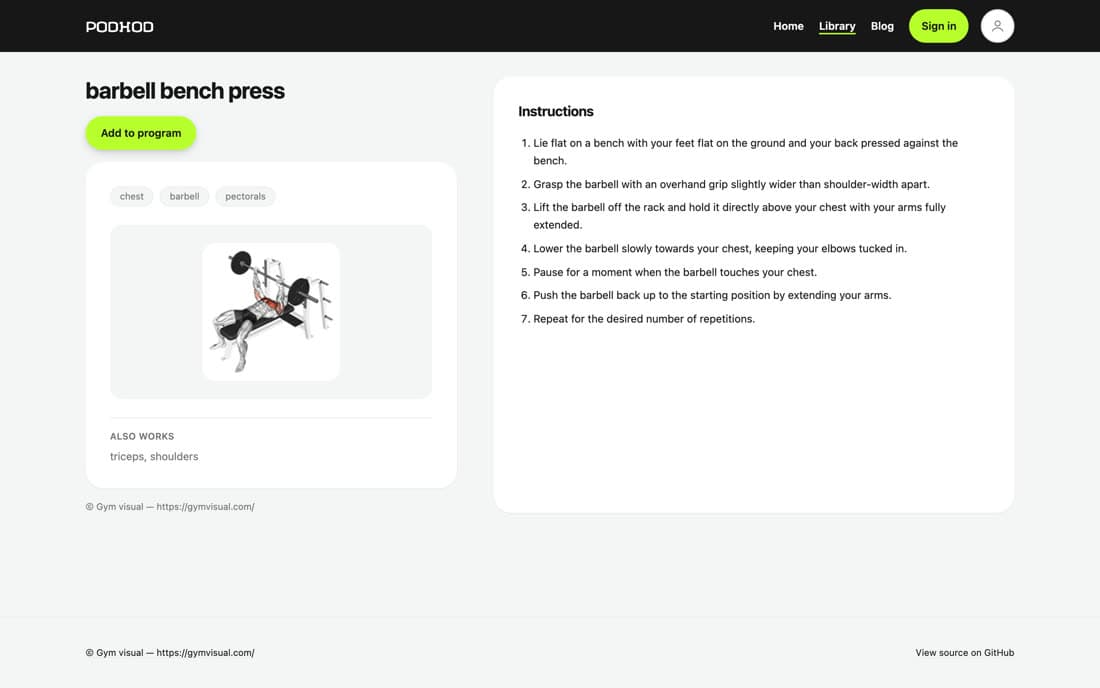 Podhod — Exercise detail
