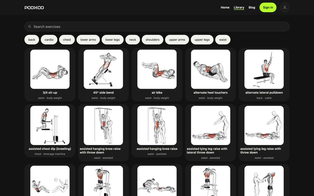 Podhod — Exercise library