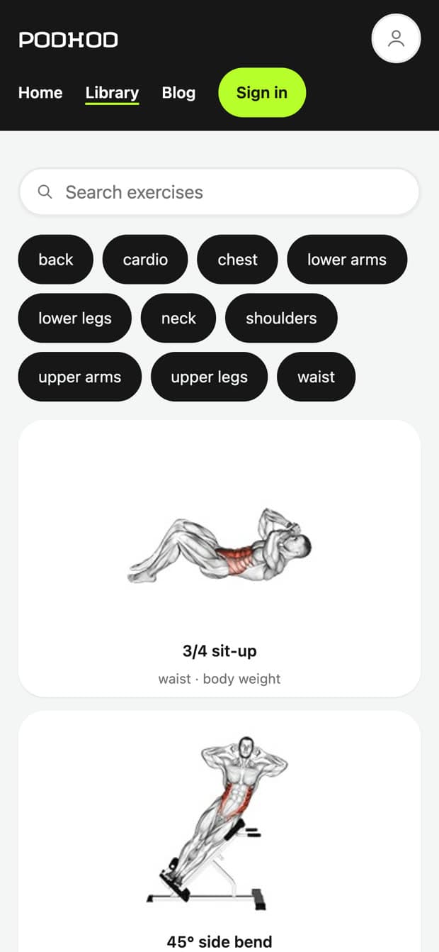 Podhod — Exercise library